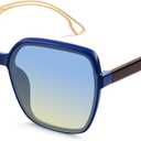 Oversized Sunglasses for Women Retro Square Sun Glasses 70s Trendy Big Large Wide Shades UV ProtectionBlue Yellow