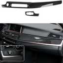 2PCS Car Dashboard Cover Panel Sticker Carbon Color ABS Decal Trim fits for BMW F10 F11 2011 2012 2013 2014 2015 2016 5 Series Accessories, 2" x 17" x 0.5" inches