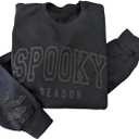 RoseSeek Women's Plus Size Letter Graphic Sweatshirts Crew Neck Long Sleeve Pullover (Black, XXL)