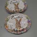 2 x 50 Count Oval Easter Paper Dinner Dessert Plates Heavy Duty Easter Dinnerware Sets with Bunny for Easter Spring Holiday Party Supplies