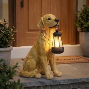 Garden Statues Dog Solar Hanging Light, Courtyard Resin Simulated Handicraft Dog Statue Ornament, Garden Yard Entrance Decoration.