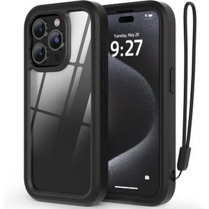 WXR Compatible with iPhone 15 pro max case,Soft Silicone Bumper & Crystal Clear Hard PC Back and Hard PC Inner,[Military Grade Drop Protection] 3in1 Heavy Duty Case 6.7 inch. (Black)