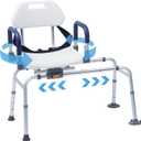 FSA/HSA Eligible Sliding Shower Chair Tub Transfer Bench with Swivel Seat, Rotating Bathtub Bench with Pivoting Armrests and No-Slip Suction Cups for Elderly and Disabled