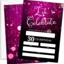 2 x Birthday Invitations - Pink Purple Glitter Bday Invites with Envelopes(25-Count) - Let's Celebrate 30th Fill-in Invite Cards for Party Supplies Favors Decorations - F11