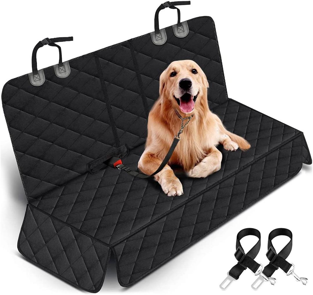 Dog Car Seat Cover, Back Seat Cover for Dogs Pet Car Seat Protector Waterproof Bench Car Seat Cover, Non-Slip Reat Seat Cover fits Middle Armrest for Most Cars Trucks SUVs - Black