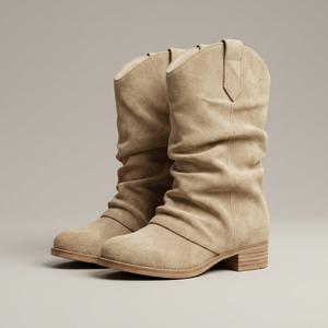 Mia shoes, GirlsFold Over Boots Mid Calf Slouchy Pointed Toe Chunky Boots
Chunky Heel Western Cowboy Boot, Suede, Pull On Stacked Heel Cowgirl Booties, size 13M