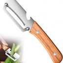Multi Functional Premium Vegetable Peeler with Wooden Handle and Bottle Opener Stainless Steel Blade Kitchen Tool for Fruit Potato Pumpkin Papaya