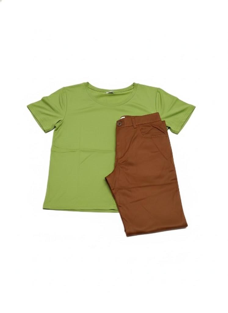 Green Tshirt, Brown Pants, M Size