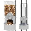 Yummy Sam Hanging Cage Automatic Small Pet Food Bowl Water Bottle Dispenser, Detachable Auto Gravity 1.2L Self-Feeding Feeder and 0.52L Waterer Set Kennel Feeding Station for Puppy Cats Rabbit(Grey)