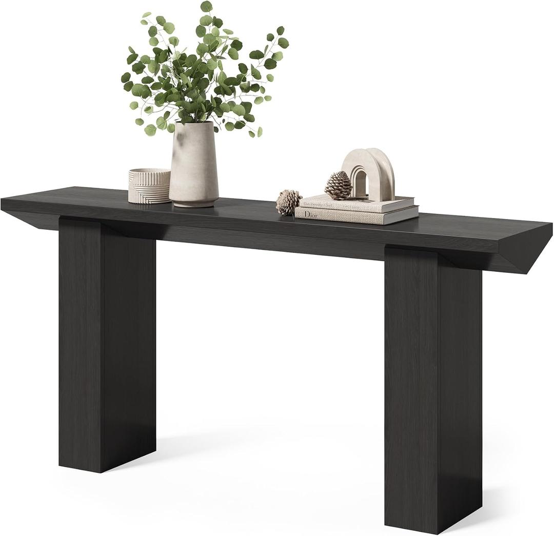 LITTLE TREE Console Table for Entryway, 63" Black Narrow Long Sofa Table for Entrance, Living Room, Behind Couch, Hallway, Entry, Foyer