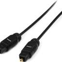 StarTech.com 15 ft Thin Toslink Digital Optical SPDIF Audio Cable - 15ft / 15 Feet Optical Audio Cable (THINTOS15),Black