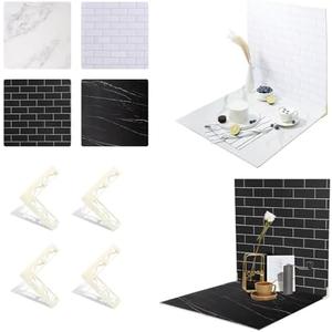 2-Sided 2 PCS Photo Backdrop Boards, Subway Tile Flat Lay Food Photography Background Board, Durable Waterproof Product Food Photography, 16×16  Inch, BEIYANG
