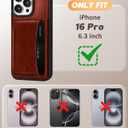 Uppuppy for iPhone 16 Pro Wallet Case with Card Holder,Brown