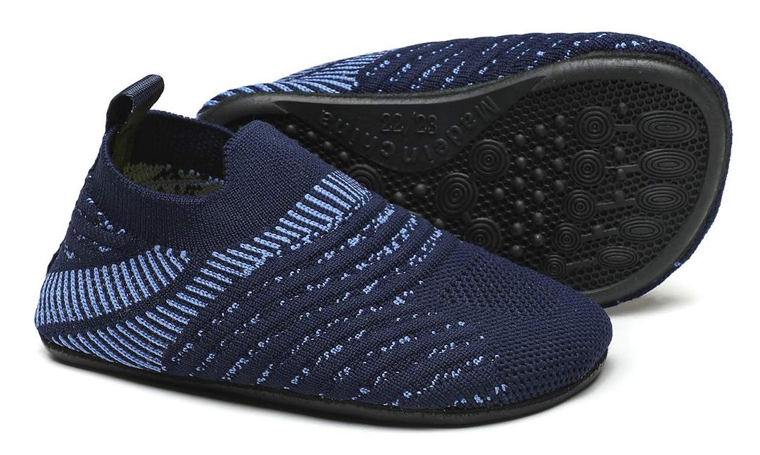 Hayeabi Toddler Kids Lightweight Indoor Outdoor House Slippers Shoes Non-Slip Grip Comfy Home Floor Shoes for Boys Girls (HaKids20003DarkBlue33)