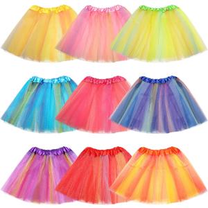 JaGely 9 Pcs Ballet Tutu for Girls Rainbow 3 Layers Fluffy Multicolor Princess Tutu Skirt for Toddler Birthday Party Dresses (Blue)