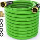 Lefree Garden Hose 5/8 in x 25 ft, Hybrid Polymer Water Hose with 3/4-inch Removable Brass Shut-off Valve, Heavy Duty, Sturdy, Drinking Water Safe, All-weather, No Kink, Ease of Use and Move (Green)