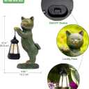Cat Statues for Garden Decor: Outdoor Sculpture with Warm Lights for Balcony Lawn Patio Yard - Gifts for Mom Grandma Women