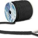 Made 3/8 Inch 50FT 100FT 150FT Premium Solid Braid MFP Black Gray Anchor Line Braided Anchor Rope/Line with Stainless Steel Thimble and Shackle (3/8" x50' Black)