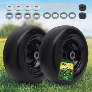 11x4.00-5 Lawn Mower Tires Flat Free (2 Pack),Universal 11x4-5 Solid Smooth Tractor Turf Tire with Rim, 3.4" Centered Hub and 3/4" & 5/8" Bushing, For Zero Turn Mowers and Riding Lawn Mower (Black)