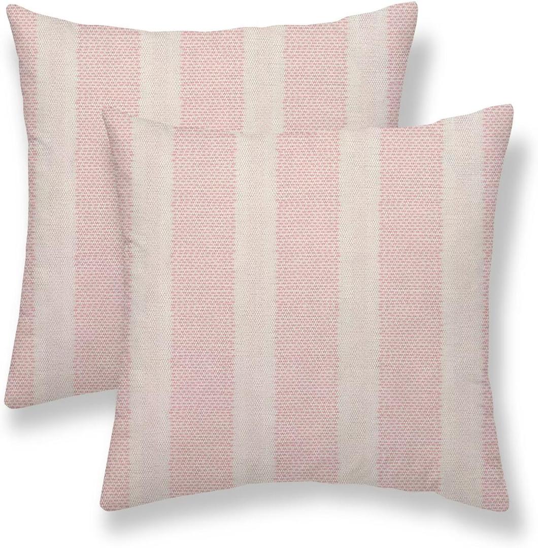 Pink Polka Dot Pillow Covers 24 x 24 Inch Set of 2 Boho Striped Decorative Outdoor Throw Pillow Covers Linen Modern Geometry Cushion Cases for Home Sofa Couch Living Room Decor