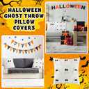 3 x 2 Pcs Halloween Pillow Covers 18x18 Inch White Ghost Throw Pillow Cases, Halloween Decorations Spooky Cushion Cover Gothic Couch Case for Holiday Fall Home Living Room Sofa Bed Indoor Outdoor