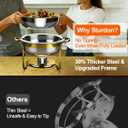 Chafing Dishes for Buffet 4 Pack, 6QT Gold Stainless Steel Round Chafing Dish, Food Warmers Buffet Set with Durable Frame and Easy Assembly, for Parties, Weddings, Christmas Gatherings, Catering