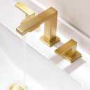 Brushed Gold Bathroom Faucets， Vanity Faucets for Sink 3 Hole ，Two Handles Widespread 4 Inch 8 Inch Brass Bathroom Sink Faucet with Pop Up Drain and Cupc Lead-Free Hose