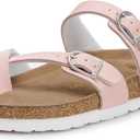 FITORY Women's Slide Sandals with Soft Cork Footbed, Comfort Arch Support Flat Sandals for Summer, 6