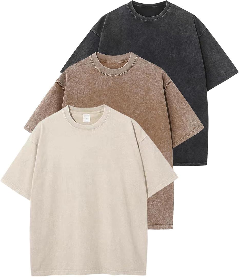 Arssm Men Oversized T Shirts Vintage Tee Loose Fit Short Sleeve Casual Streetwear Baggy Washed Unisex Tops, XL