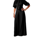 VERWIN Plain Dressy Full Length Bowknot Women's Jumpsuit High Waist Woman Romper, L