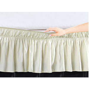 Celine Linen Luxury Wrinkle Resistant -Wrap Around Style- Elastic Bed Wrap Ruffled Bed Skirt 16inch Drop, Queen/King, Cream
