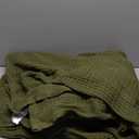 Bedsure 100% Cotton Blanket Queen Size for Bed - Breathable and Soft, Waffle Weave Blanket for Summer Spring, Olive Green, 90x90 Inches