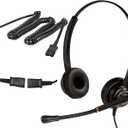 Corded Telephone Headset with Noise Cancelling Mic RJ9 U10P Bottom Cable Compatible with Polycom VVX, Avaya Digital, Fanvil, AudioCodes, Nortel, Office Call Center Landline Deskphones