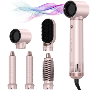 5 in 1 Hot Air Brush - Blow Dryer Brush & Air Curling Wrap Styler with Negative Ion Technology, Hair Dryer Brush for Drying, Curling, Straightening & Styling, Professional Hair Styling Tools