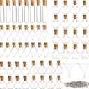 Tosnail 56 Pieces Mini Decorative Glass Bottles with 56 Cork Lids, 56 Eye Screws, Tiny Cork Wishing Bottles, Mini Spell Jars, Small Message Bottle for Wedding, Party, Baby Shower Favors