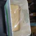 Large Bread Box for Kitchen Countertop Corner Breadbox for Homemade Bread Metal White Vertical Stripe Pattern Embossed Bread Storage Container Bin with Bamboo Lid