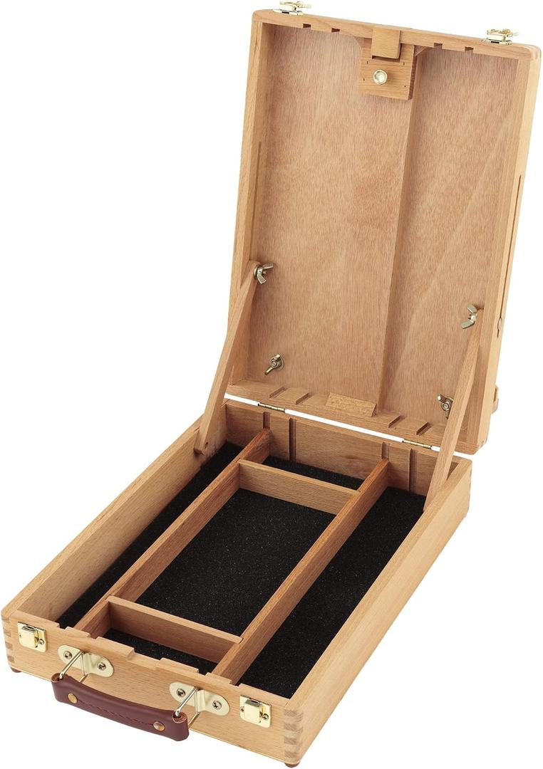 Urban Artist Sketch Box and Table Easel - Portable, Multi Media, Adjustable Angle with Storage Compartments - Oiled Beech Wood