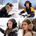 Nfvjfxz 1Pcs Foldable Earmuffs Adult Winter Warm Plush Adjustable Ear Muffs Soft Thermal Earmuffs for Skiing Running Hiking (Khak)
