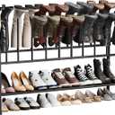 DIMJ Boot Rack 3-Tier - Black Metal Boot Storage Rack for Tall Boots Organizer Tall Boots, Multiuse Shoe Rack for Boots, Sneakers, High-Heel, Entryway, Fit for 10 Pairs, Black