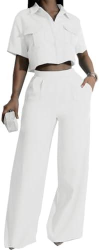 Shiyinvie Women's Casual Tops Pants Two Piece Matching Sets Outfits Size L