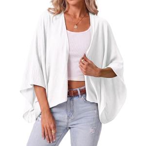 GRECERELLE Women's Summer Lightweight Cardigan Open Front Casual Loose Cropped Kimono Oversized Cover Ups, XL