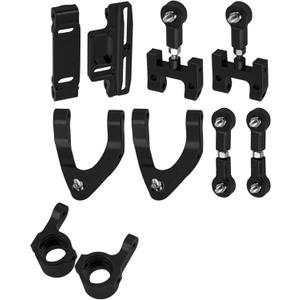 Upper & Lower Swing Arm Wheel Hex Adapter Steering Block Swing Arm Mount Steering Cup w/Bearing Set Compatible with WPL D12 1/10 RC Car Upgrade Part (Black)