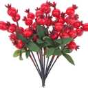 10pcs Realistic Mini Fake Pomegranate Branches Artificial Christmas Holly Berry Stem DIY Decoration Vase Bouquet Home Wedding Party