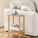TUTOTAK Small End Table with Charging Station, Narrow Side Table with USB Ports and Outlets, Skinny Sofa Table, Slim Nightstand, Living Room, Bed Room, Natural TB01BN060