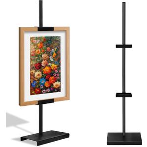Tabletop Picture Frame Stand, Adjustable Table Easel Stand Up to 25.6", Metal Table Top Easel & Picture Stands for Display, Photo Frames, Artwork, Canvas & Certificates - Black Frame Holder Stand for Tabletop Display (Black)