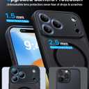 4 x Magnetic Shockproof for iPhone 17 Pro Max Case,Upgrade[Camera Protection][Compatible with Magsafe][Non-Slip][Mil-Grade Protection] Slim Translucent Matte Phone Case for iPhone 17 Pro Max,Black