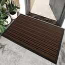 BEHERO Door Mat Outdoor Entrance, 30.5x17 Inches, Extra Durable Front Door Mat Outside, Heavy Duty Welcome Mat for Outside Entry, Back Door Mats Non Slip, Waterproof All-Season Doormats, Coffee (Burgundy)