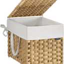 SONGMICS Laundry Hamper with Lid, 9.5 Gallon (36 L) Synthetic Rattan Clothes Laundry Basket with Lid and Handles, Foldable, Removable Liner, Goose Yellow ULCB136Y01