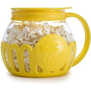 Ecolution Patented Micro-Pop Microwave Popcorn Popper with Temperature Safe Glass, 3-in-1 Lid Measures Kernels and Melts Butter, Made Without BPA, Dishwasher Safe, 1.5-Quart, Yellow