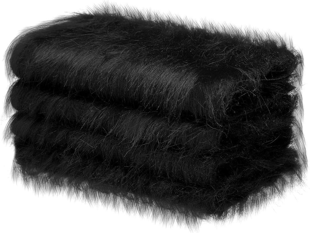 Jetec 4 Pcs Black Faux Fur 10 x 20 Inch Christmas Faux Fur Fabric Squares Fluffy Halloween Fabric Patches Winter Soft Plush for DIY Craft, Gnomes, Cosplay Costume, Decoration